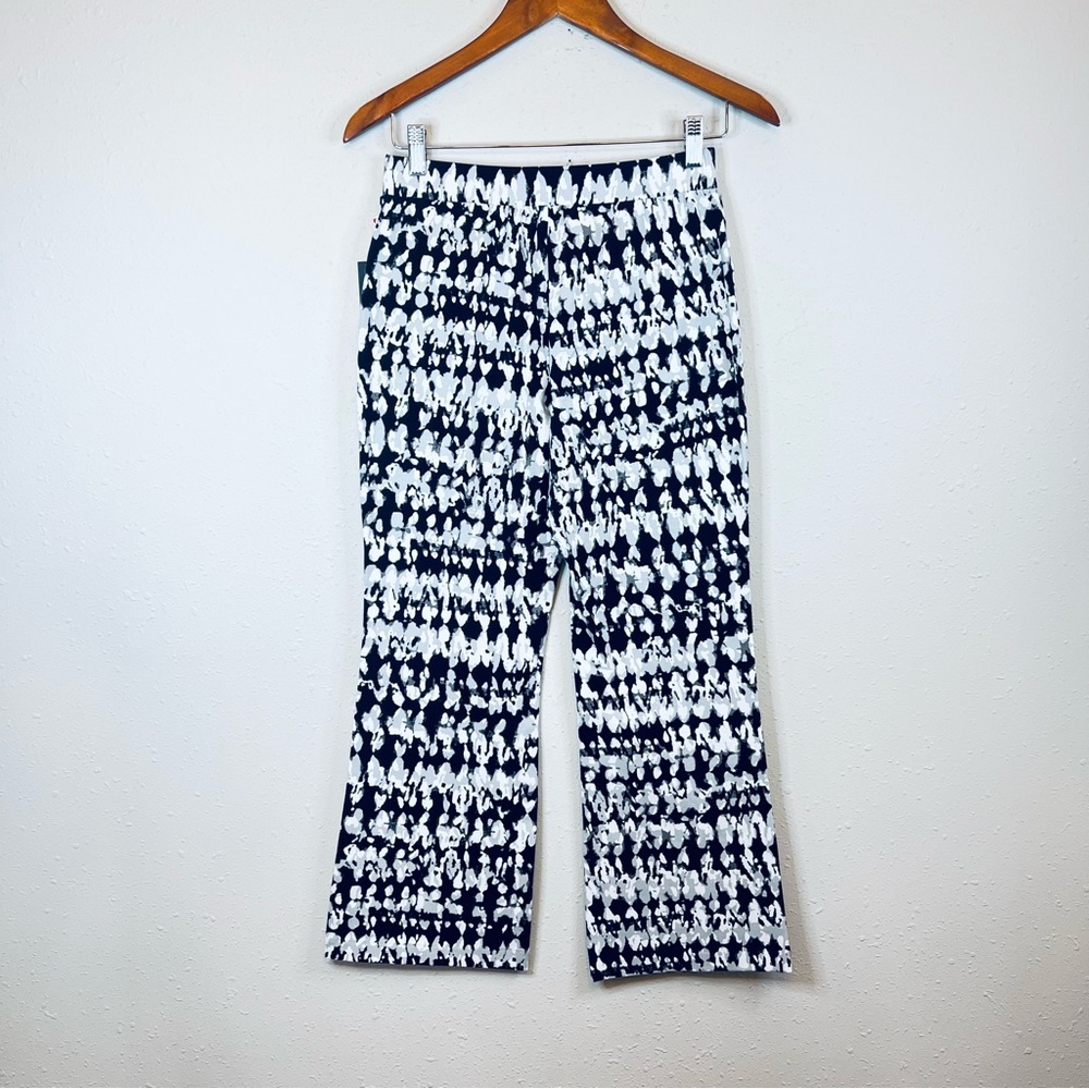 Badgley Mischka Grey Multi Women’s Stucco Print Crop Bootcut Pants Sz 2 NWT